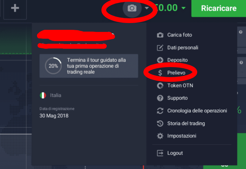 prelevare fondi iq option