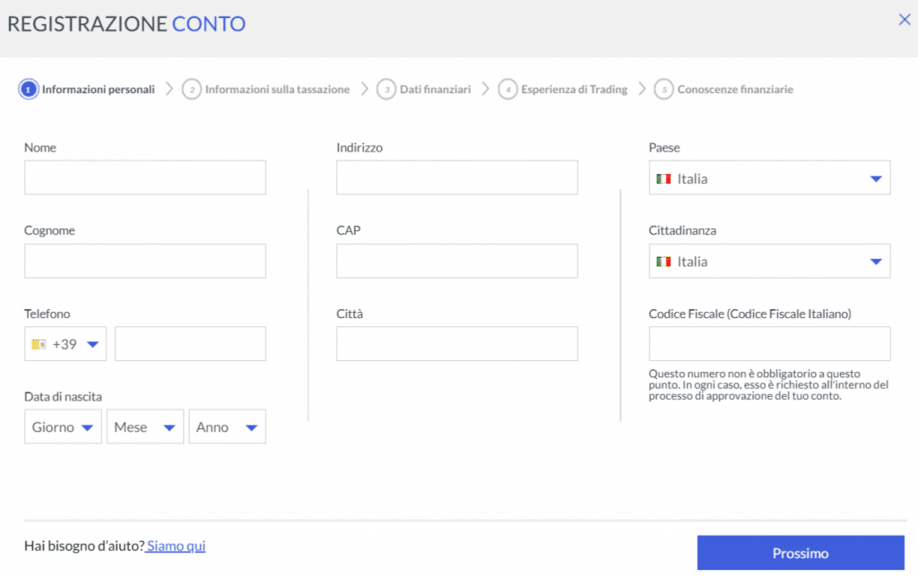 markets.com come registrarsi