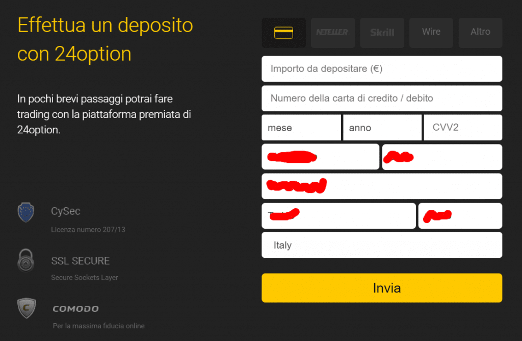 primo deposito 24option