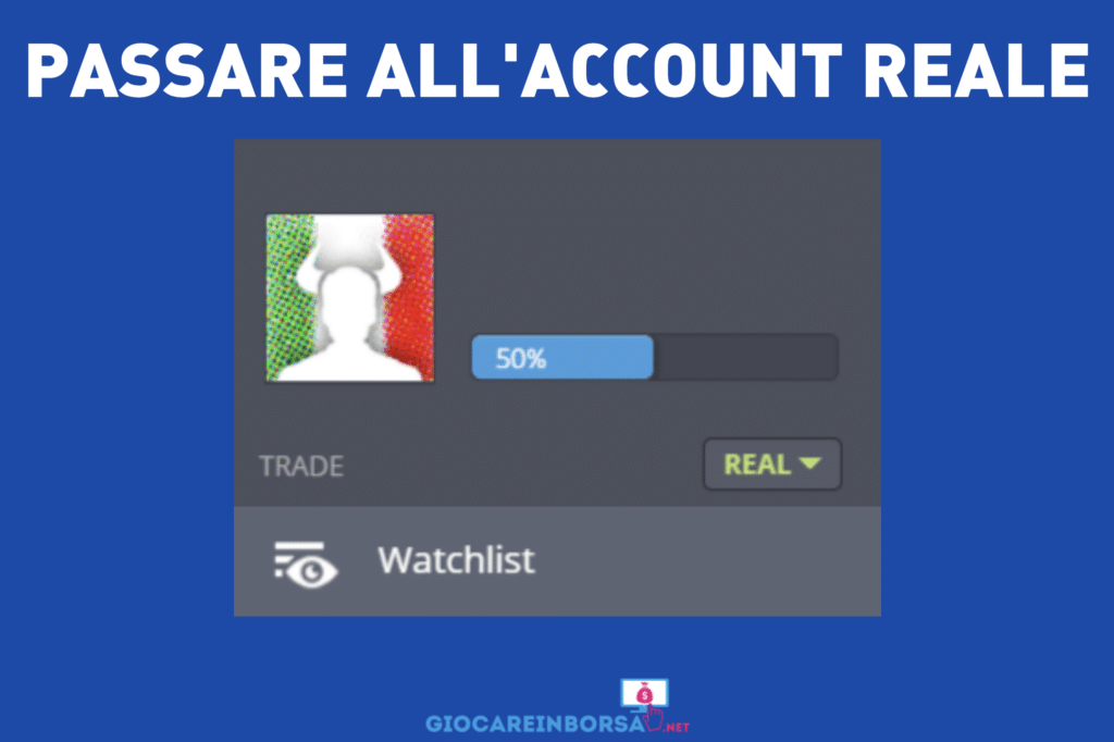 Si può passare all'account reale con un semplice click