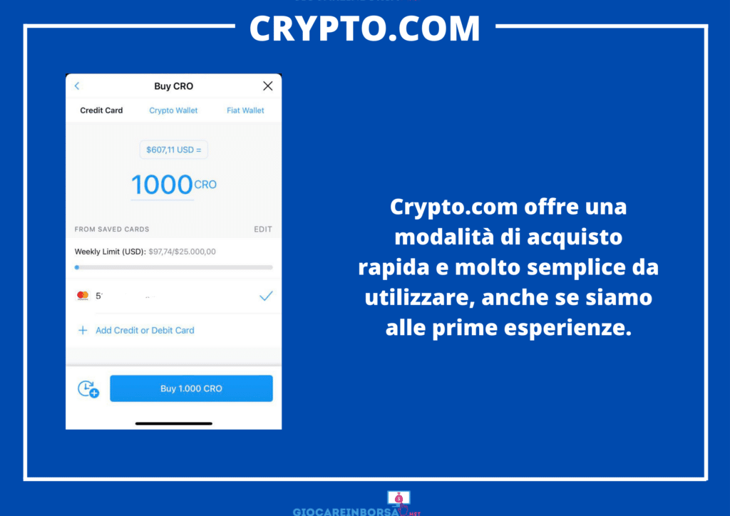 Schermata di acquisto - Crypto.com