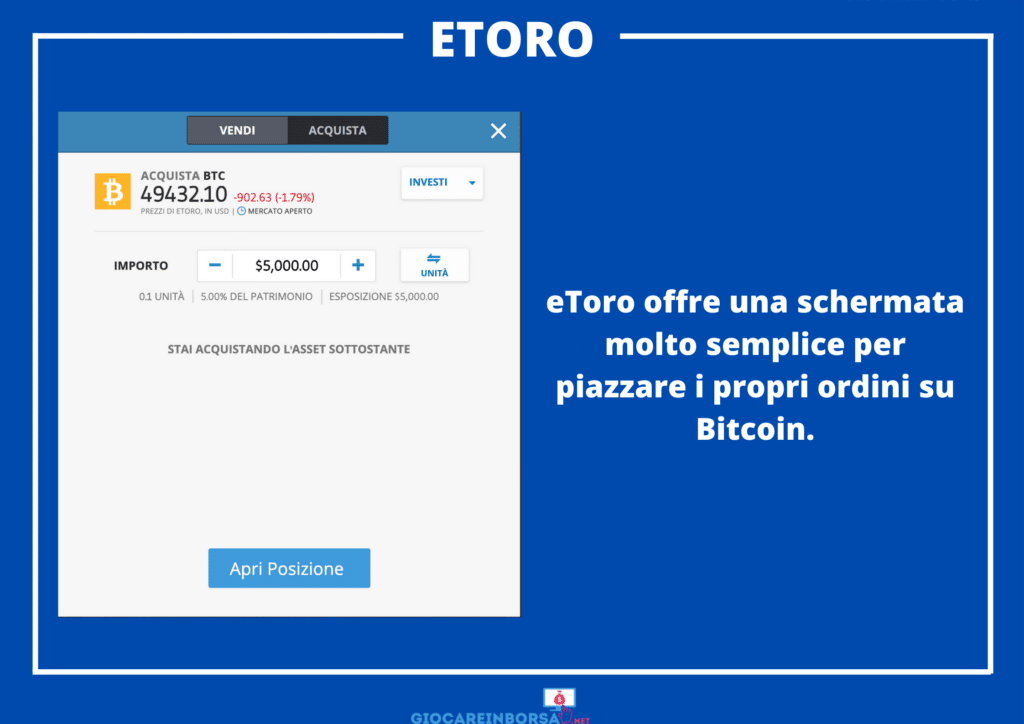 Ordine di Acquisto eToro - di GiocareInborsa.net - comprare cripto