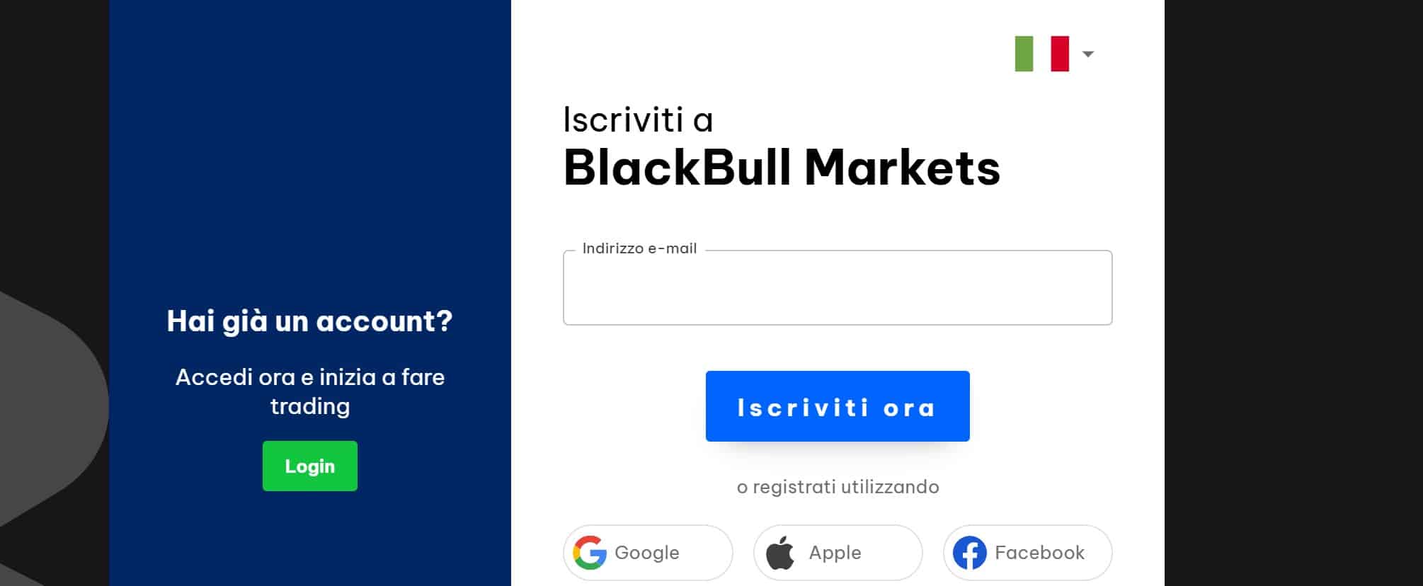 Come registrarsi su BlackBull
