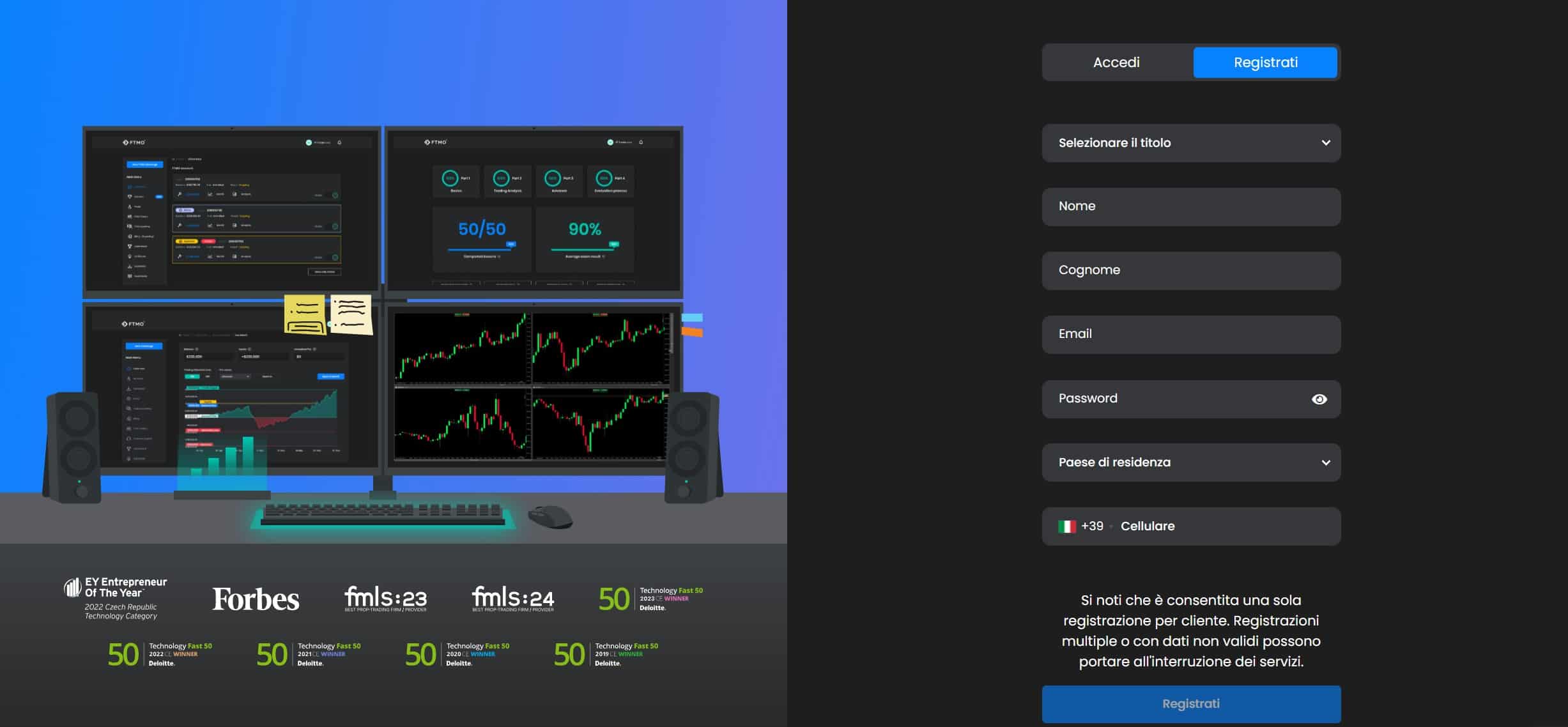 FTMO registrazione e login
